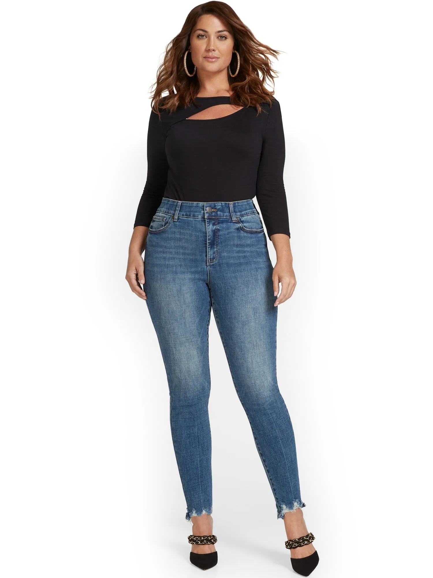 Petite Mya Curvy High-Waisted Super-Skinny Jeans - Medium Wash