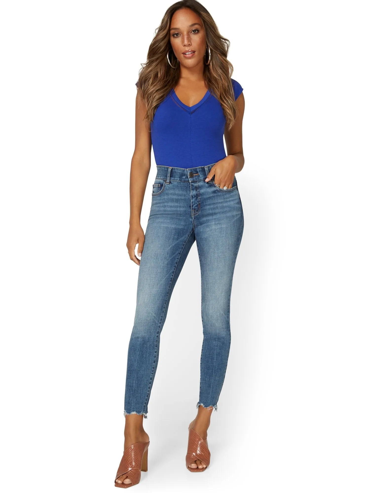 Petite Mya Curvy High-Waisted Super-Skinny Jeans - Medium Wash