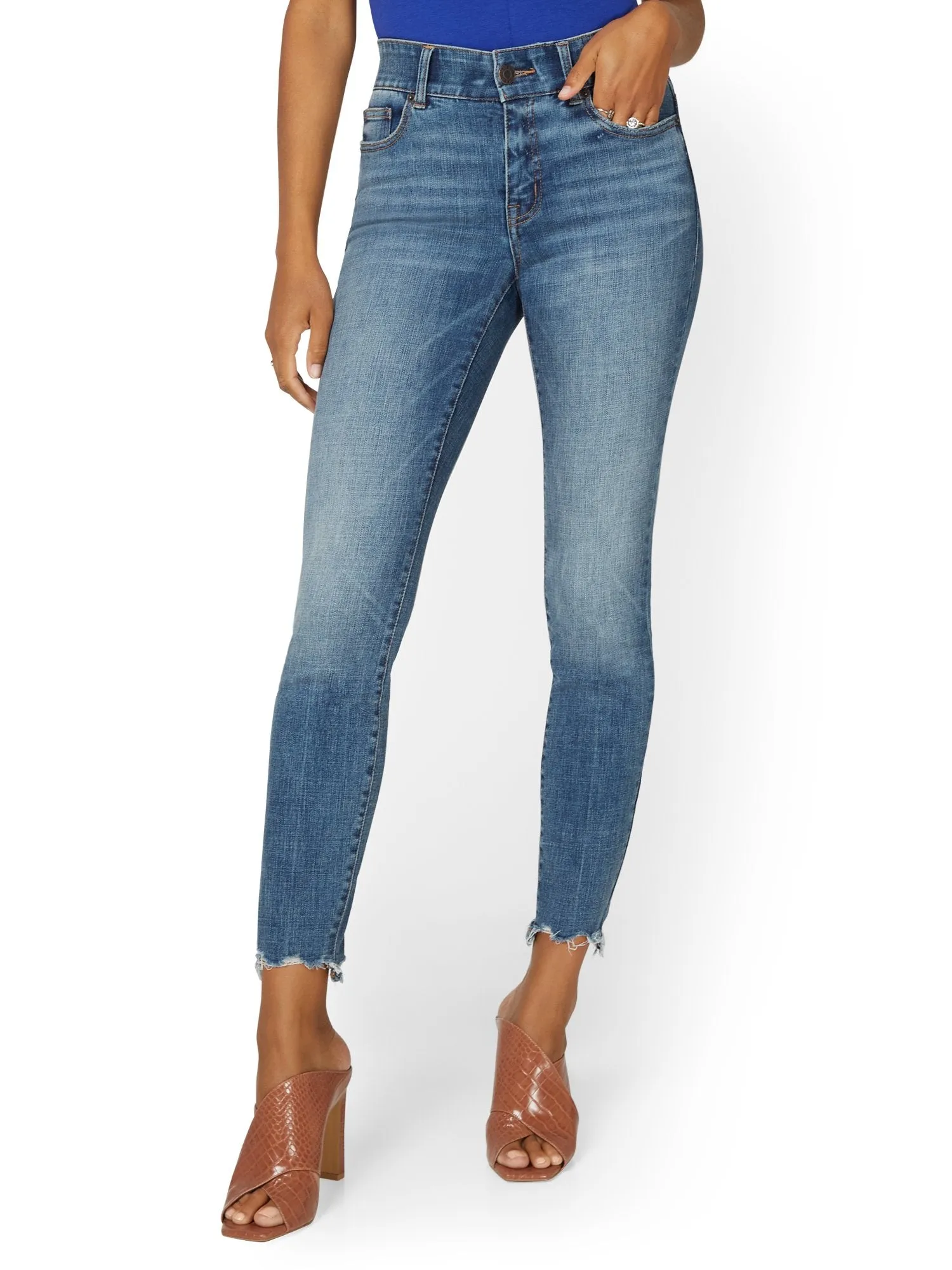 Petite Mya Curvy High-Waisted Super-Skinny Jeans - Medium Wash