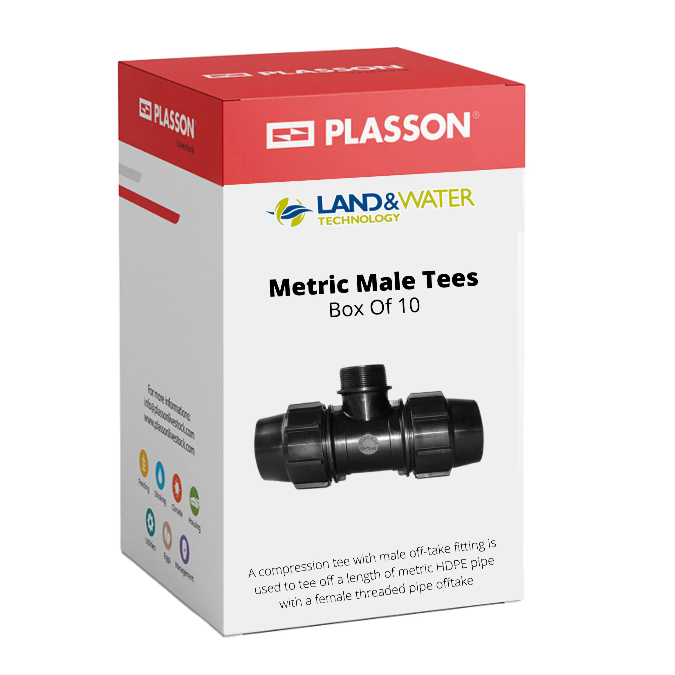 Plasson Metric Male Tees for Blueline Poly Pipe