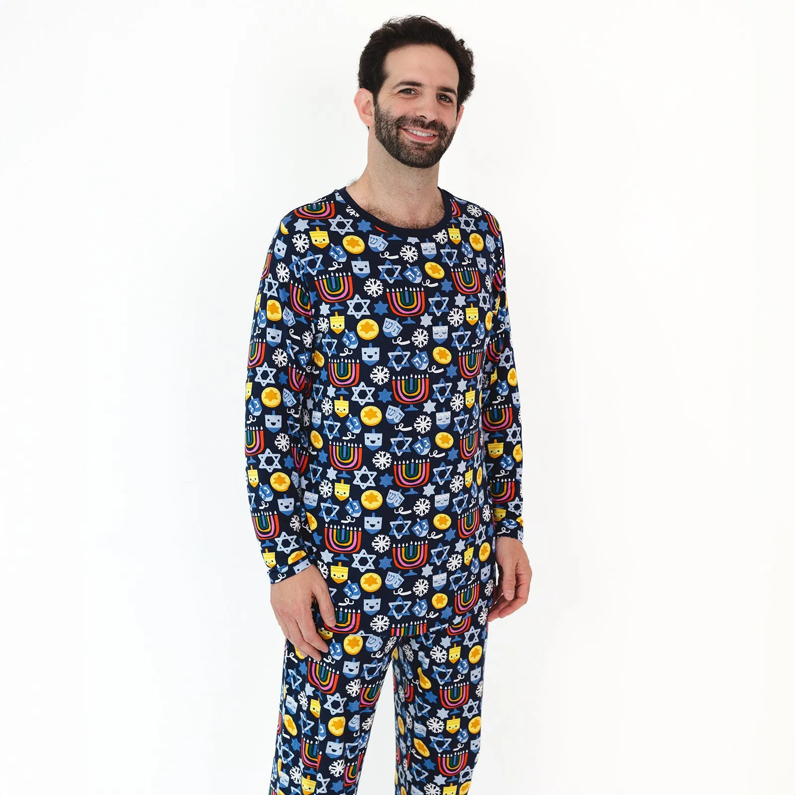 Playful Dreidels Men's Long Sleeve Pajama Top