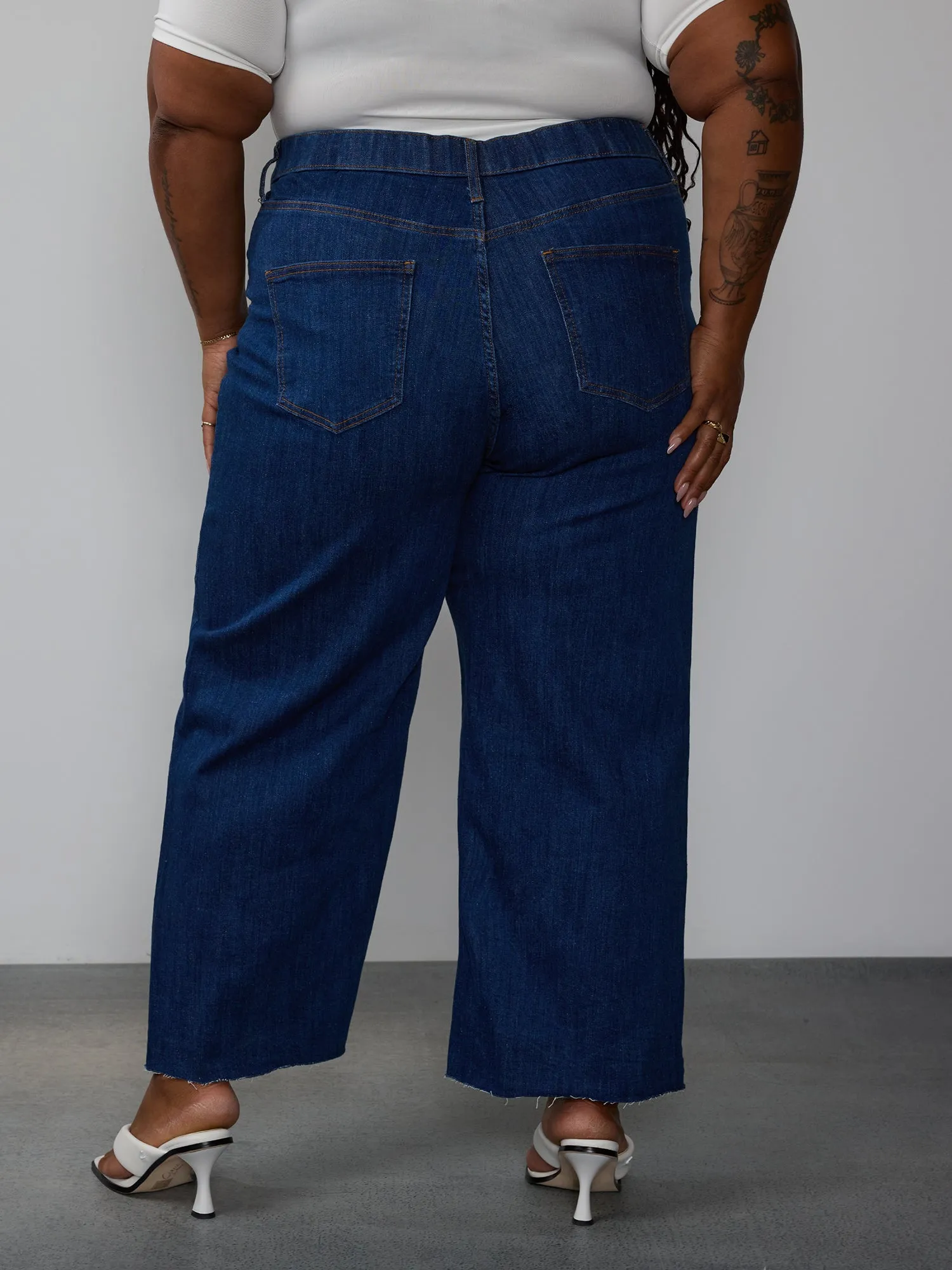 Plus High Rise Cropped Wide Leg Jeans