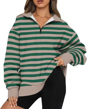 Quarter Zip Pullover Women Oversizds Trendy Sweatshirts Fall Outfits 2024 Fitted Comfy Vintage Pullover Sweatshirts