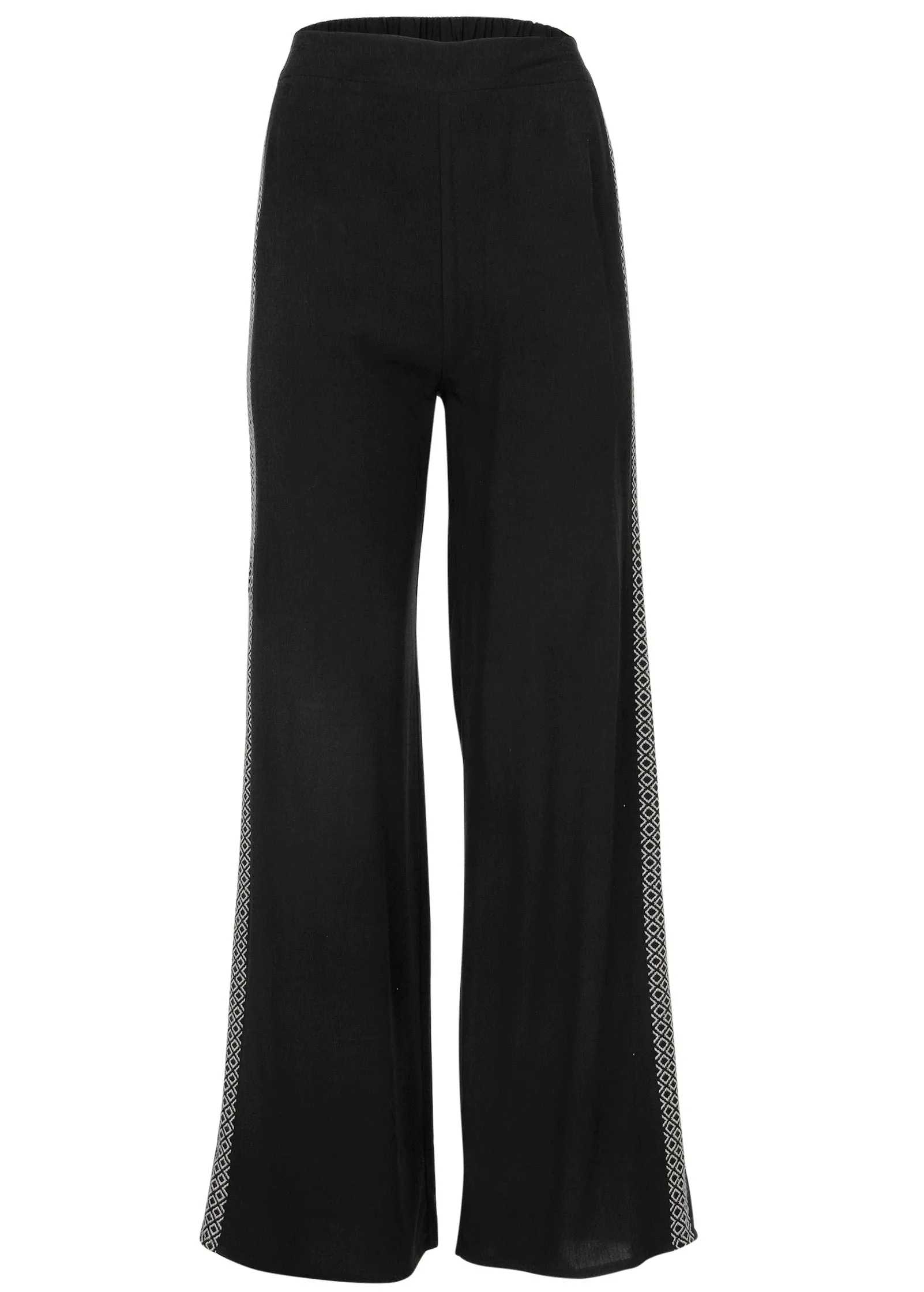 Side Print Straight Pant  - Black