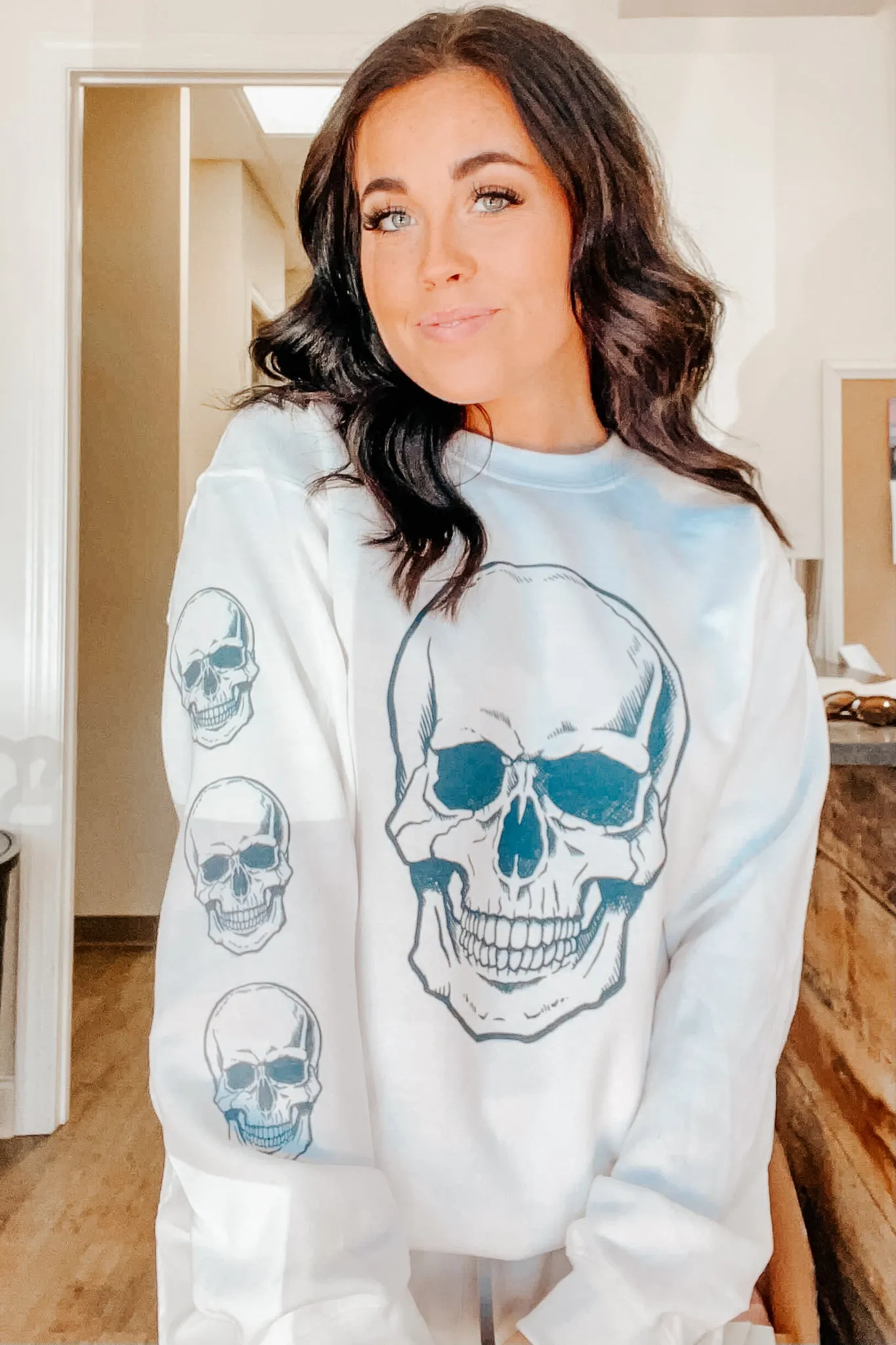 Skull Sleeve Graphic Sweatshirt