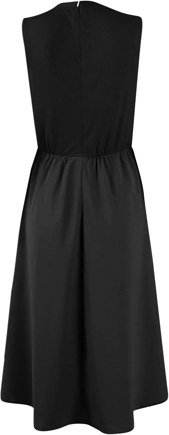 Summer Dresses for Women Sleeveless Crewneck Beach Vacation Maxi Sundresses Casual Loose Tank Dress 2025