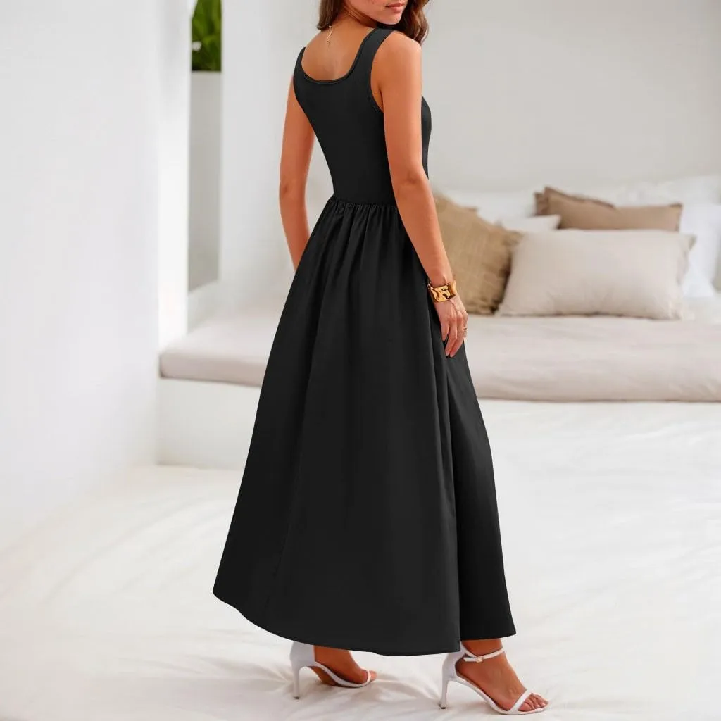 Summer Dresses for Women Sleeveless Crewneck Beach Vacation Maxi Sundresses Casual Loose Tank Dress 2025