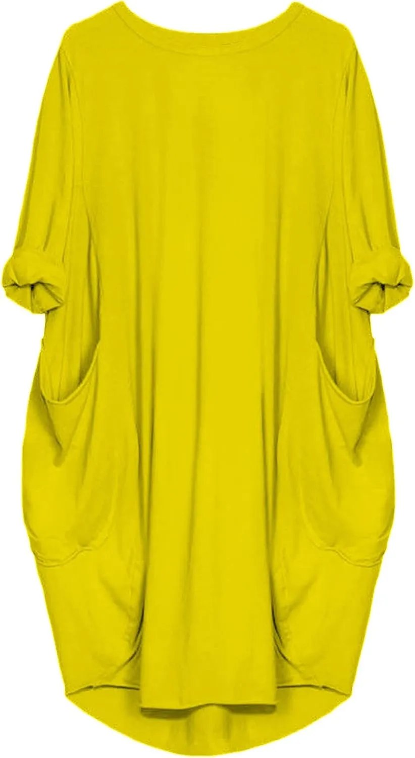 UQRZAU Women's Casual Dresses Dresses Casual Puff Long Sleeve T Shirt Dress with Pockets Mini Dress Casual Dresses