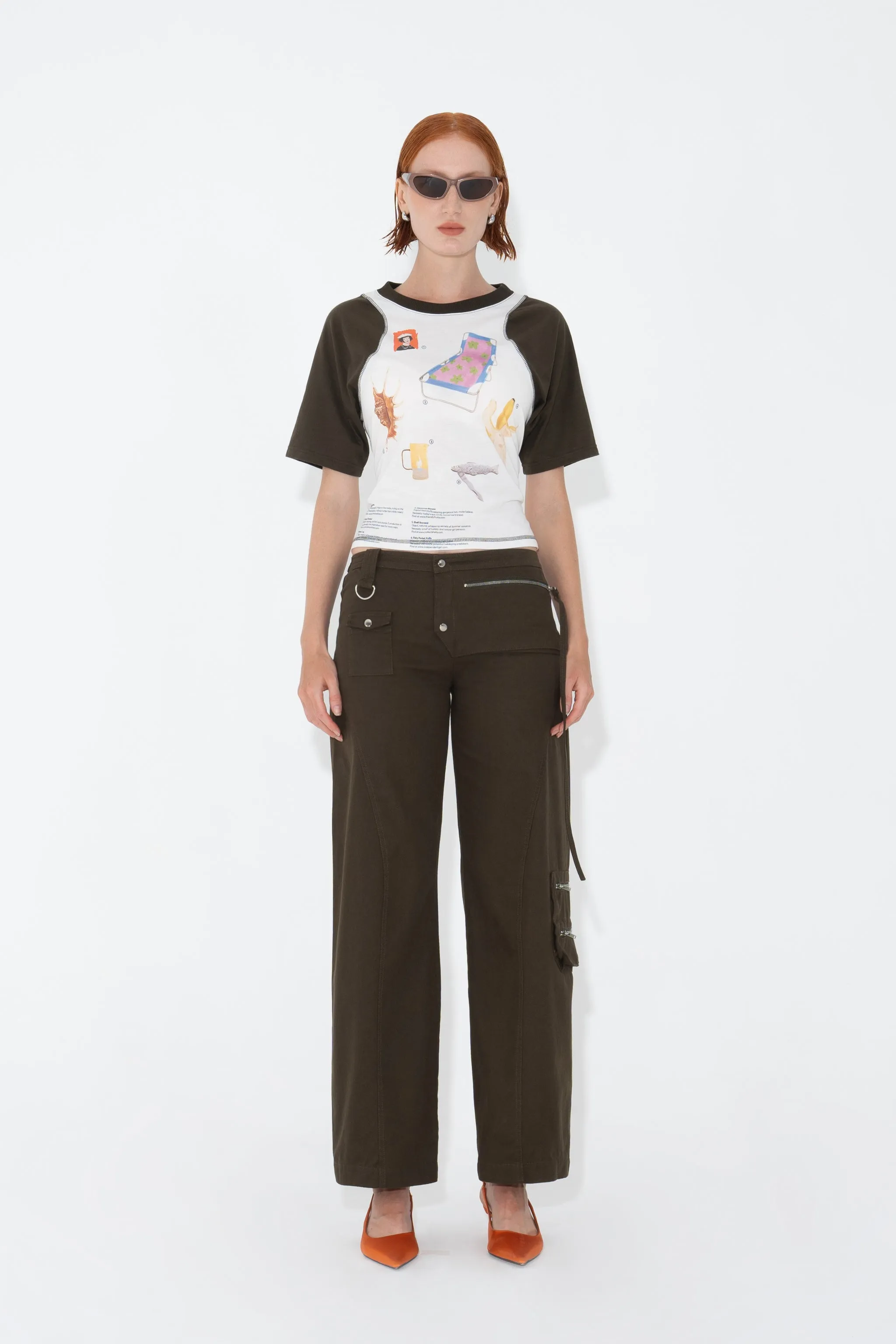 Utility Seam Detail Trousers in Olive