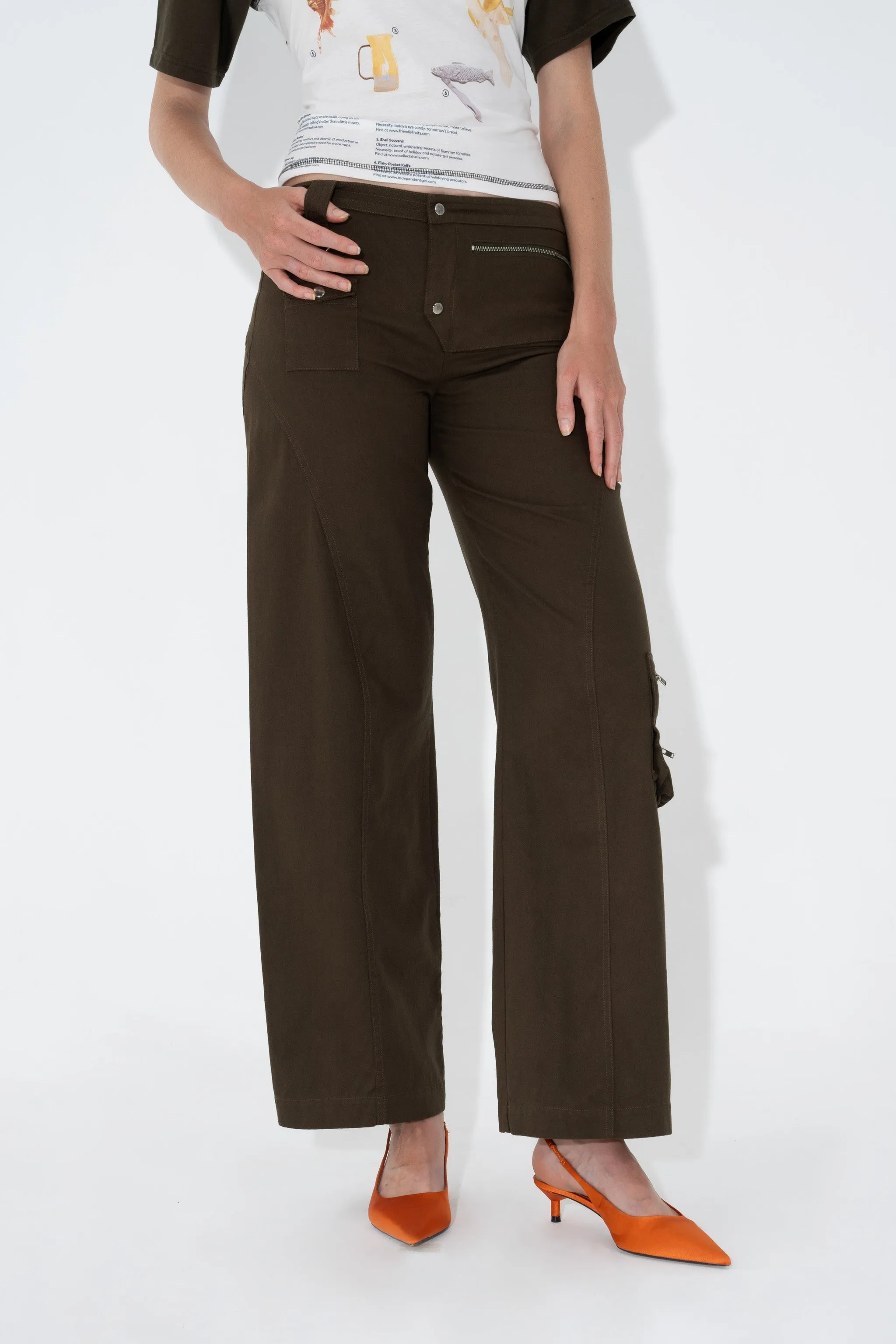 Utility Seam Detail Trousers in Olive