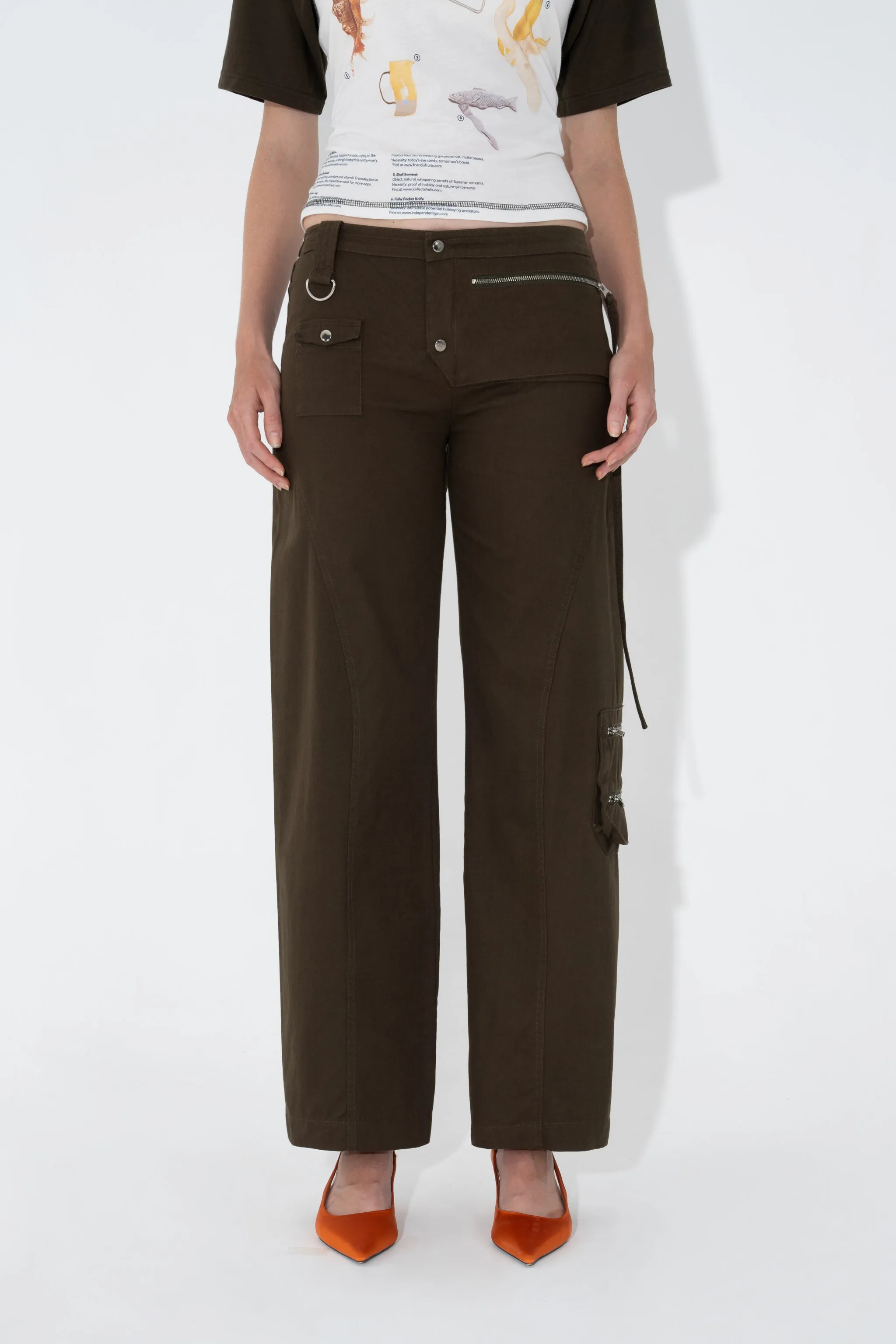 Utility Seam Detail Trousers in Olive