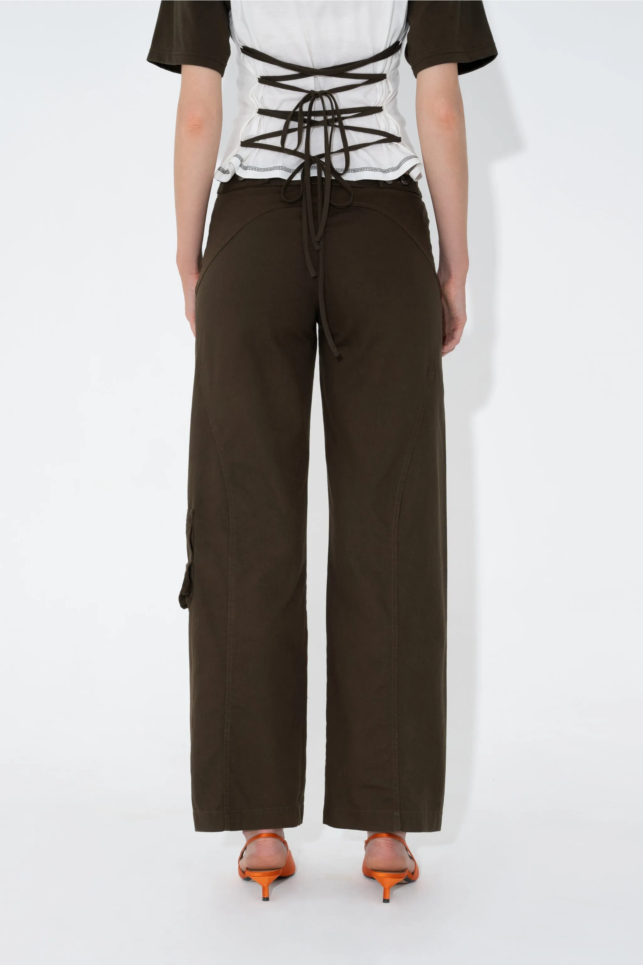 Utility Seam Detail Trousers in Olive