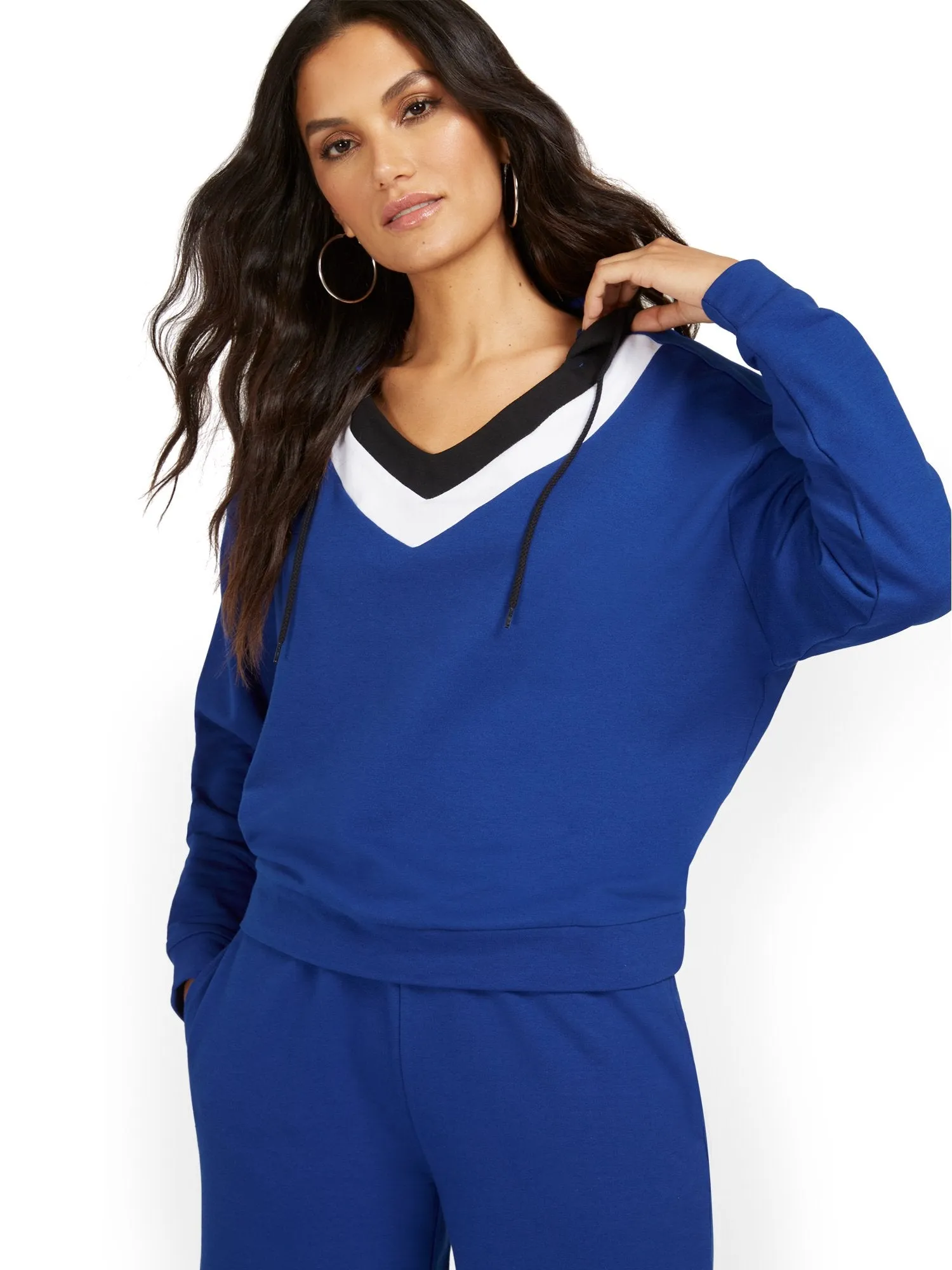 V-Neck Colorblock Hoodie