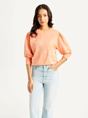 Women's Abstract Crew Neck Top