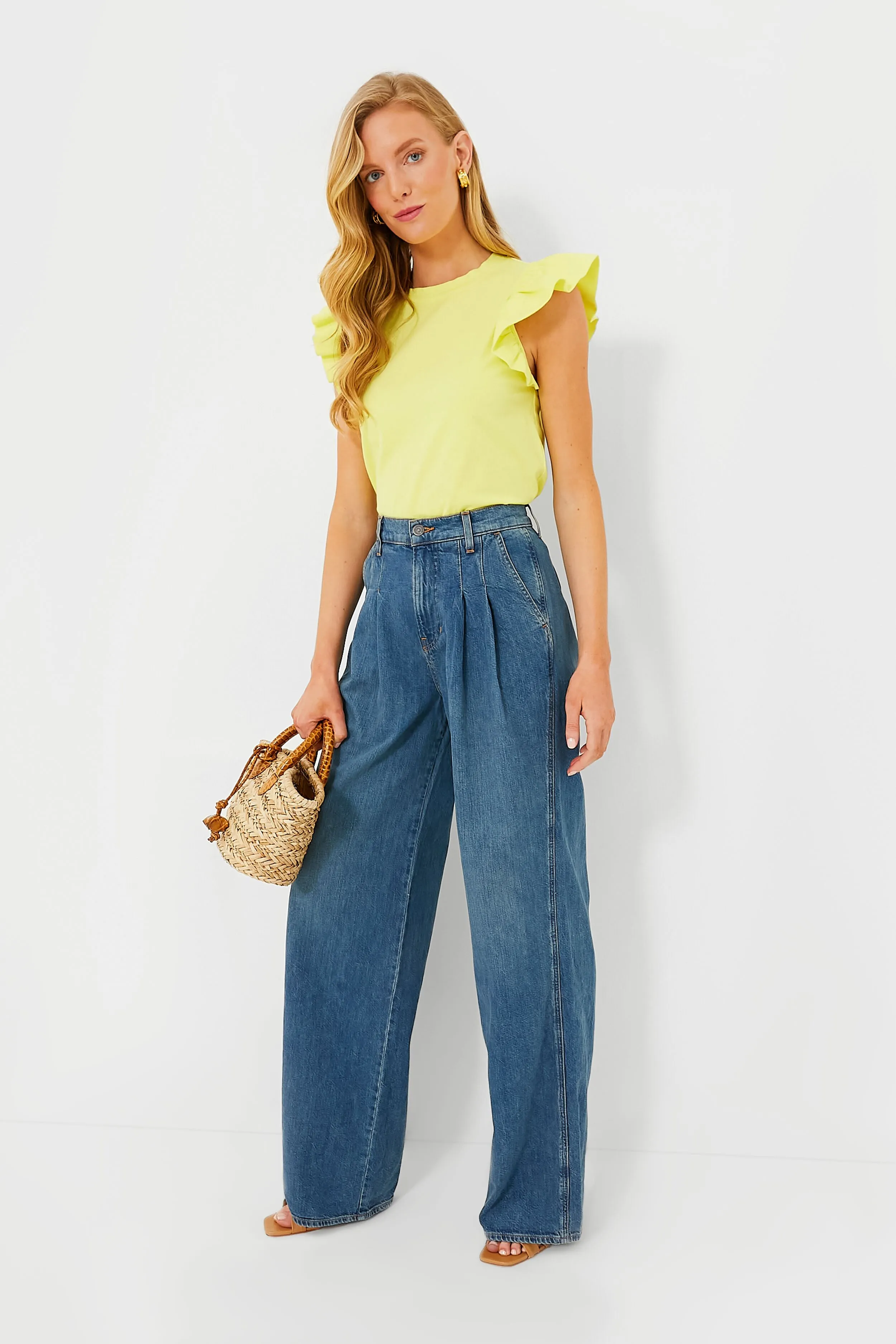 Yellow Kaia Flutter Sleeve Tee