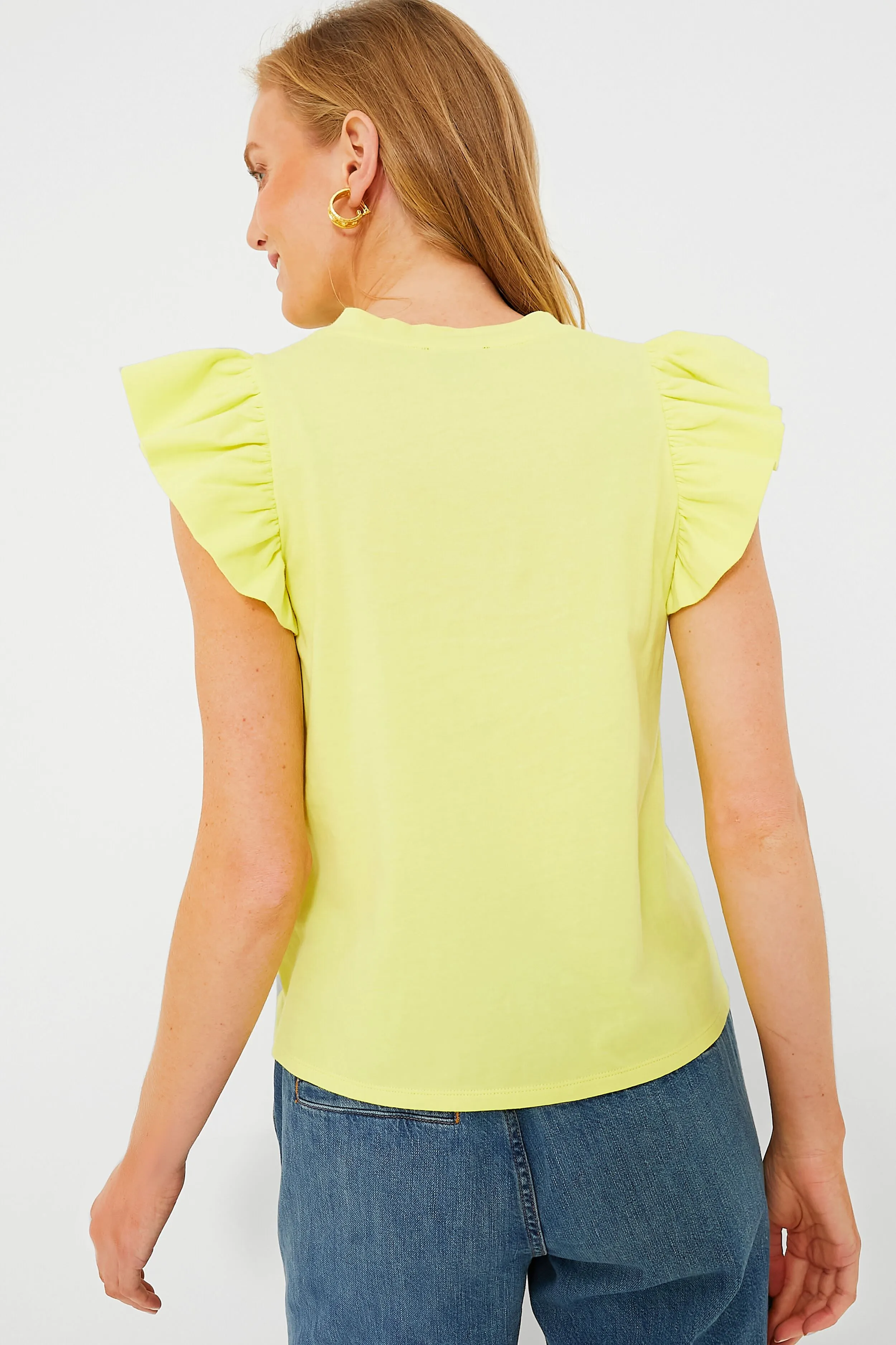 Yellow Kaia Flutter Sleeve Tee